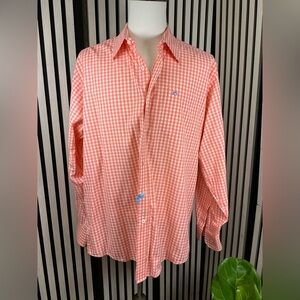 Southern Tide Men's Coral Checkered Button Down Shirt, Sz XL